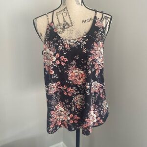 Sweet Wanderer black floral tank top